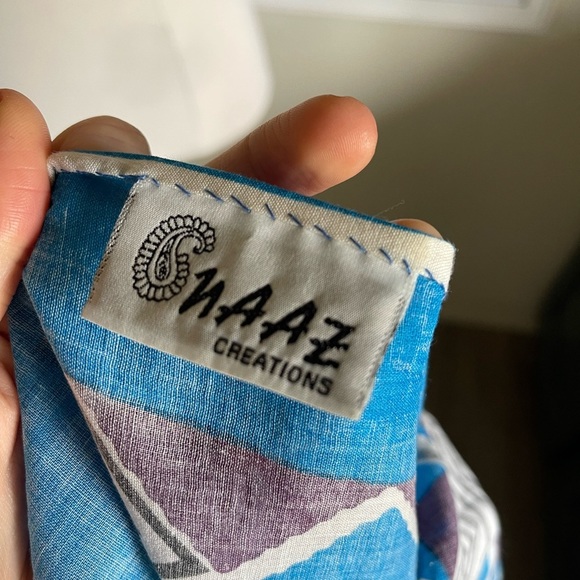 Vintage naaz creations 100% cotton bandana square blue scarf - Picture 6 of 7